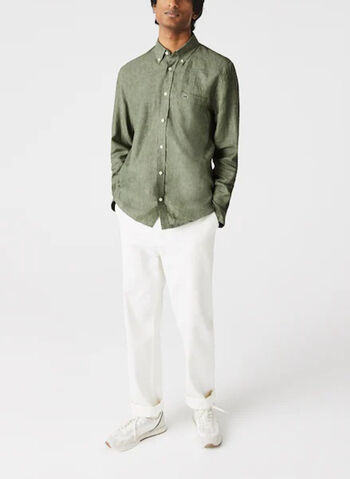 CAMICIA REGULAR FIT IN TELA DI LINO TINTA UNITA, 316TANK, small