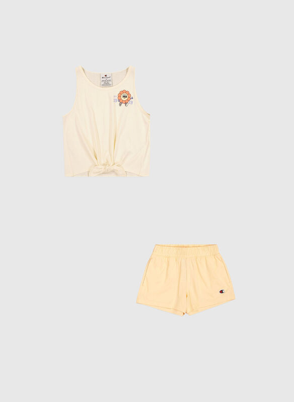 COMPLETINO CANOTTA+SHORT ICONS RAGAZZA, YS141 PANNA, medium