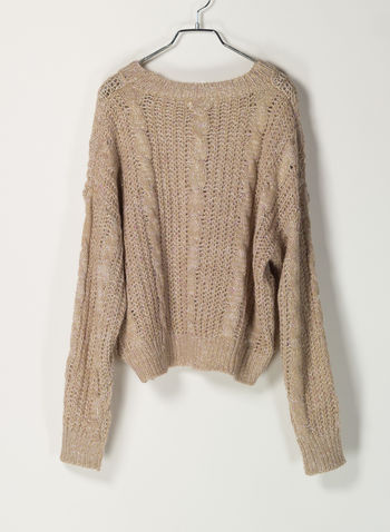 MAGLIONE TRECCIA LUREX, BEIGE, small