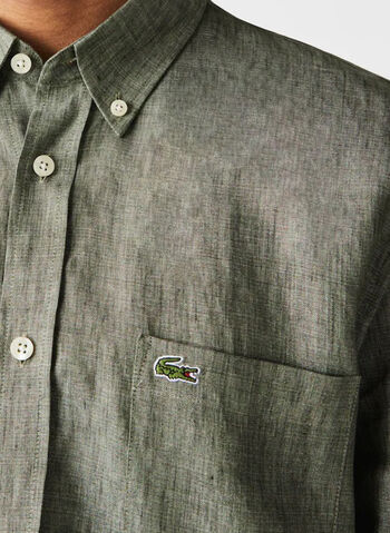 CAMICIA REGULAR FIT IN TELA DI LINO TINTA UNITA, 316TANK, small