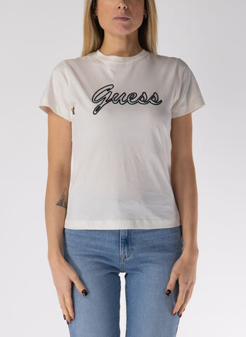 T-SHIRT GIROCOLLO A MANICHE CORTE, G1O6 PANNA, small