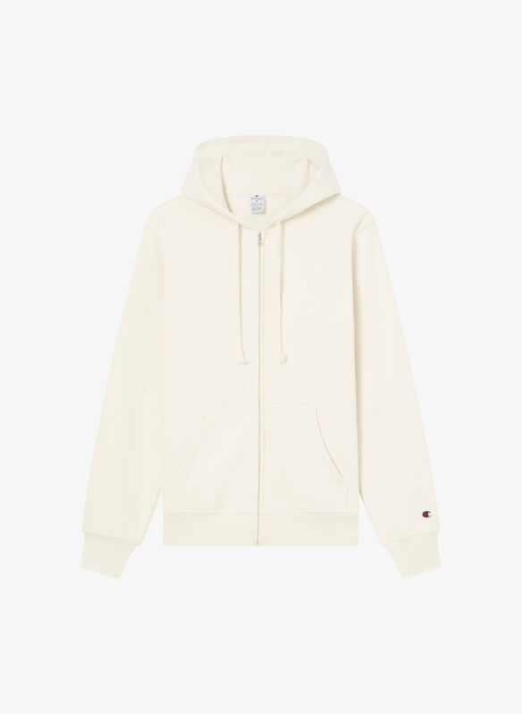 FELPA FULL ZIP CON RICAMO LOGO, WW056 CREMA, medium
