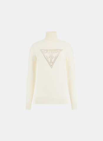 MAGLIONE GISELE COLLO ALTO LOGO, G012 CREMA, small