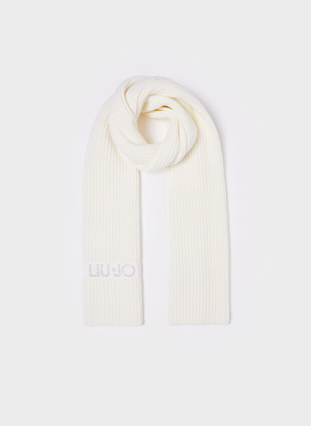 SCIARPA CON LOGO E STRASS, , large