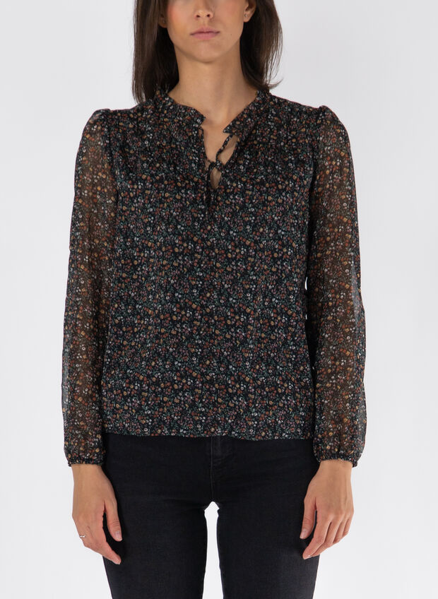 BLUSA CON FANTASIA FLOREALE, BLACK DITSY, large