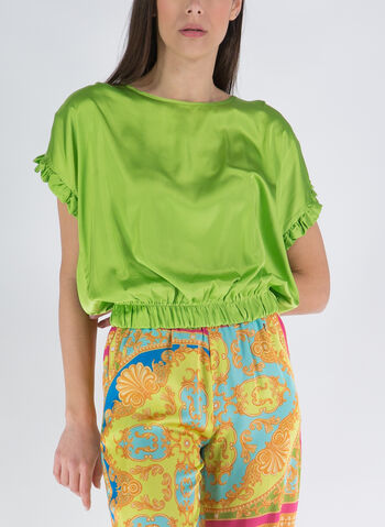 BLUSA A MANICHE CORTE, AVOCADO GREEN, small