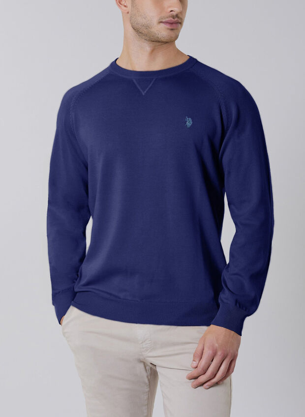 MAGLIONE GIROCOLLO CON LOGO, 437 INCHIOSTRO, large