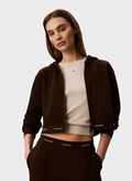 FELPA FULL ZIP LOGO CROP, TO2 CIOCCOLATO, thumb