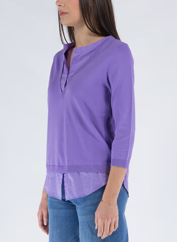 MAGLIONE CON INSERTO CAMICIA, 73 LILLA, small