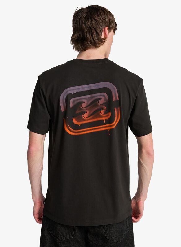 T-SHIRT CRAYON WAVE, WAA WASHED BLK, medium
