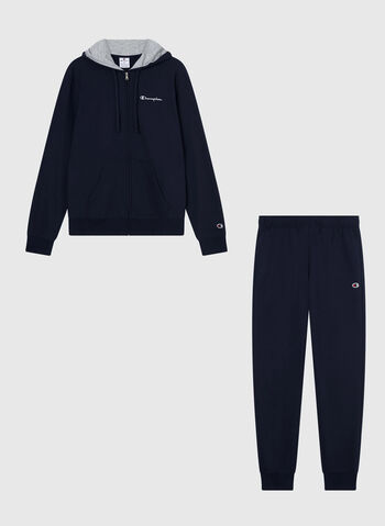 TUTA LEGGERA CON CAPPUCCIO E FULL ZIP, BS501 NVY, small