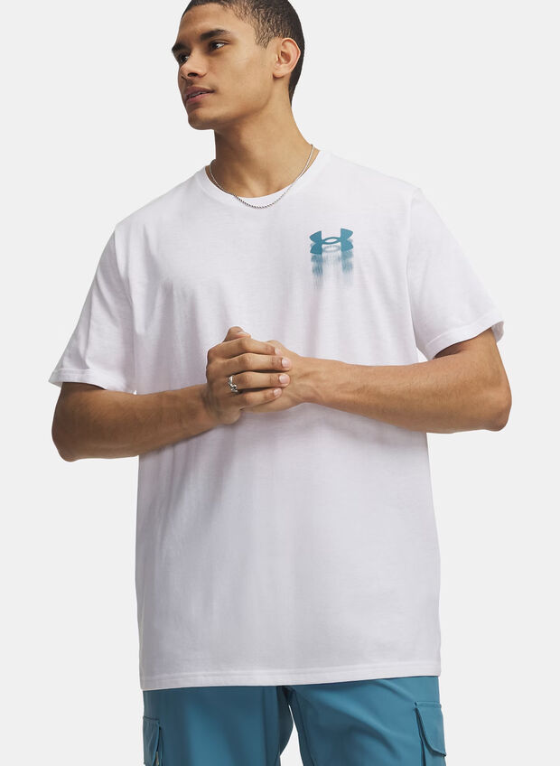 T-SHIRT BLUR LOGO POSTERIORE, 0100 WHT, large