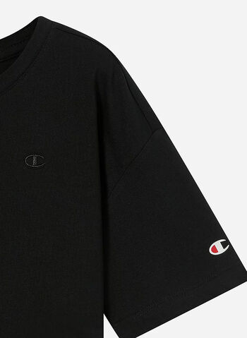 T-SHIRT CROP LOGO ICONS TONAL RAGAZZA, KK001 BLK, small