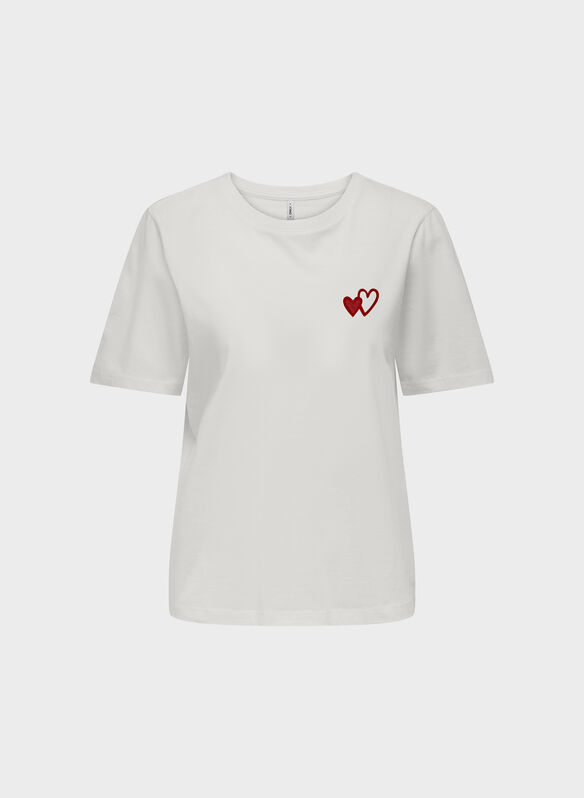 T-SHIRT ONLHAPPY, CLOUD DANCER HEART, medium