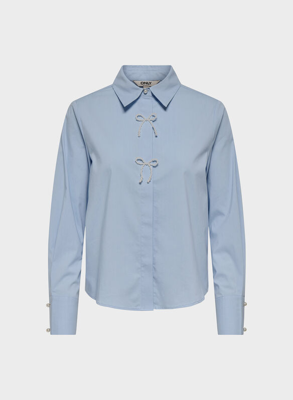 CAMICIA ALLEGRA CON PERLE, CASHMERE BLUE, medium