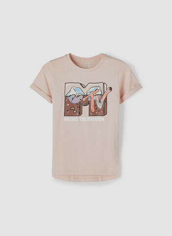 T-SHIRT STAMPA MTV BAMBINA, PEACH, small