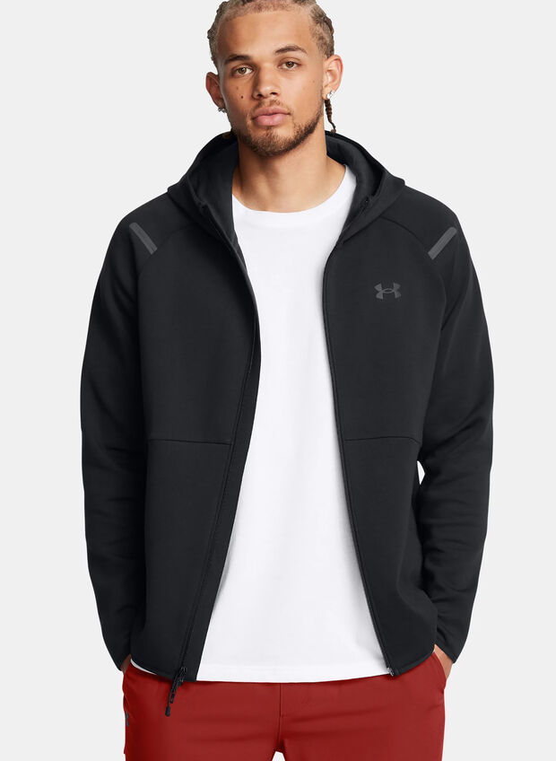 FELPA UA UNSTOPPABLE FLEECE FULL ZIP, 001 BLK, large