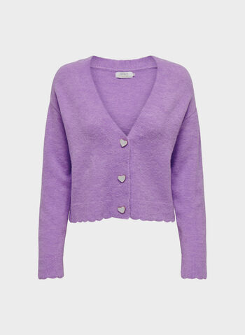 CARDIGAN ROSITTA BOTTONI HEART, LAVENDULA, small