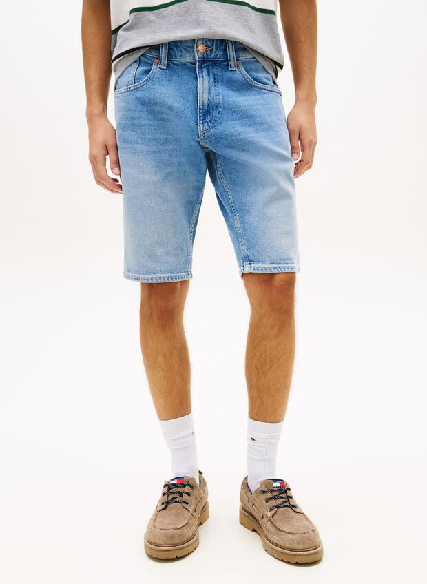 BERMUDA RONNIE IN DENIM CON BAFFATURE, 1A5 DENIM MEDIO, large