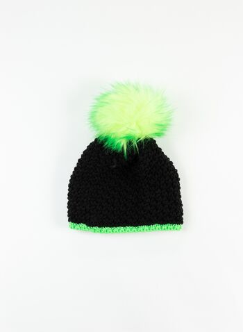 CAPPELLO MAGLIA PON PON FLUO, NEROVERDE, small