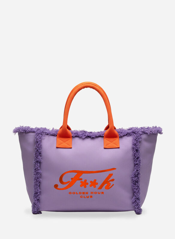 BORSA BEACH COT SFRANGIATO, VI PURPLE, medium