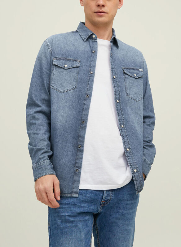 CAMICIA SHERIDAN, MEDIUM BLUE DENIM STONE, medium