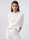 MAGLIONE SCOLLO BARCA, v9382 panna, thumb