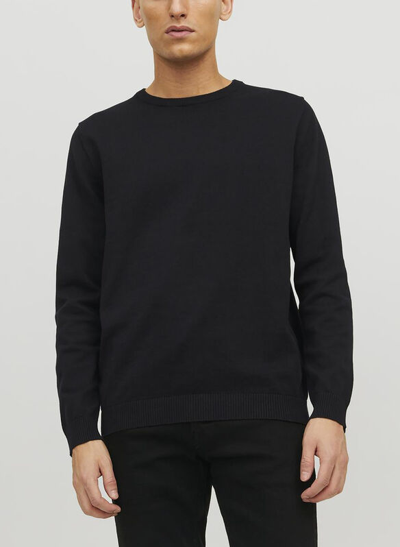 MAGLIONE GIROCOLLO BASIC ESSENTIAL, BLACK, medium