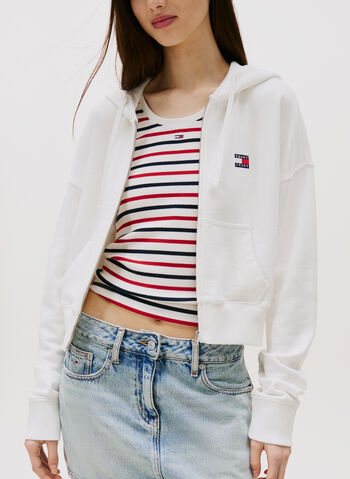 FELPA FULL ZIP BOXY CROP, YBL WHT, small