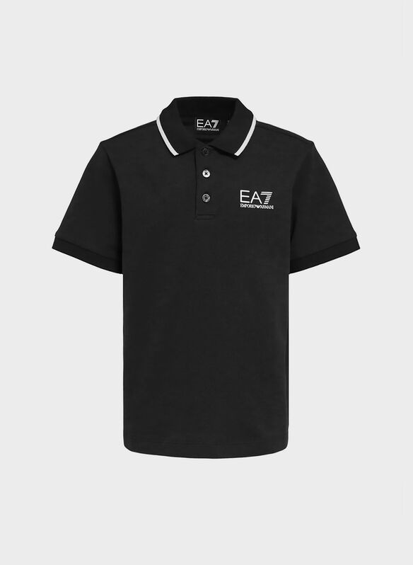 POLO MICRO LOGO PIQUET RAGAZZO, UC001 BLK, medium