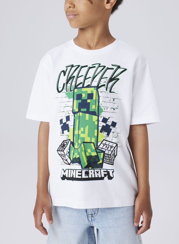 T-SHIRT MINECRAFT RAGAZZO, BRIGHT WHITE, medium