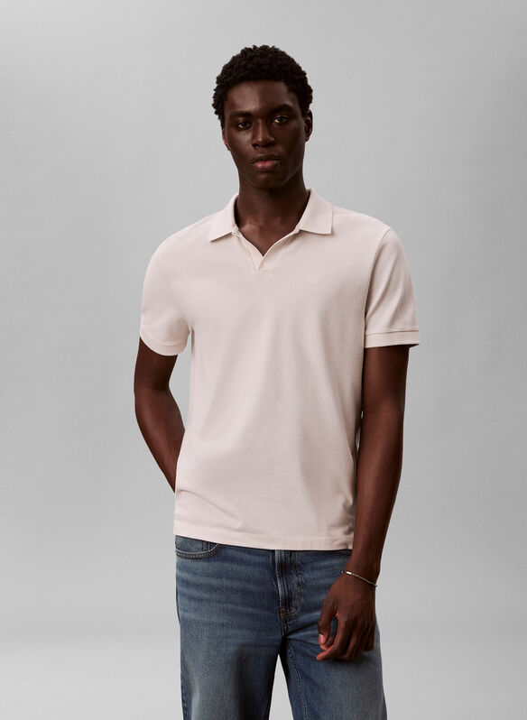 POLO IN PIQU&Eacute; DI COTONE CON COLLETTO APERTO, GNA SAND, medium