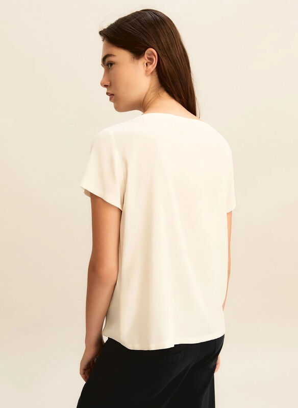 BLUSA IN CREPE DI MISTO SETA, 001 BURRO, medium