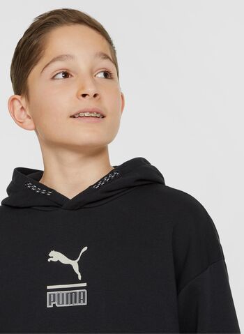 FELPA ACTIVE CON CAPPUCCIO RAGAZZO, 01BLK, small