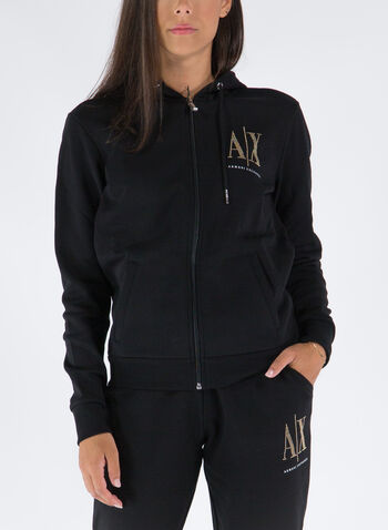 FELPA CON ZIP E CAPPUCCIO, 8268 BLK, small