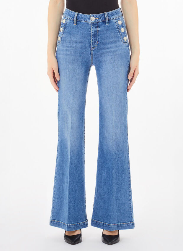 JEANS FLARE BOTTONI, 77121 STONE, large
