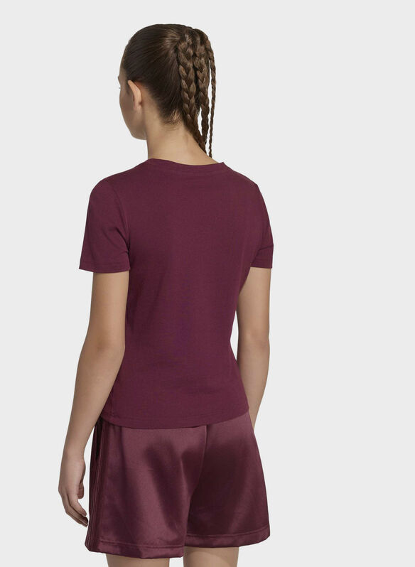 T-SHIRT SATIN LOGO RAGAZZA, - MAROON, medium