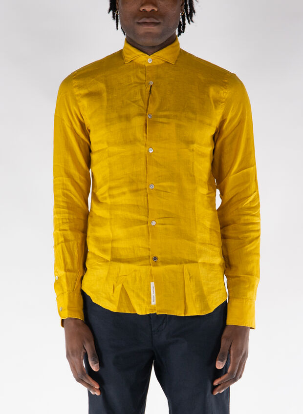 CAMICIA A MANICHE LUNGHE IN LINO, 0973 OLIO, large