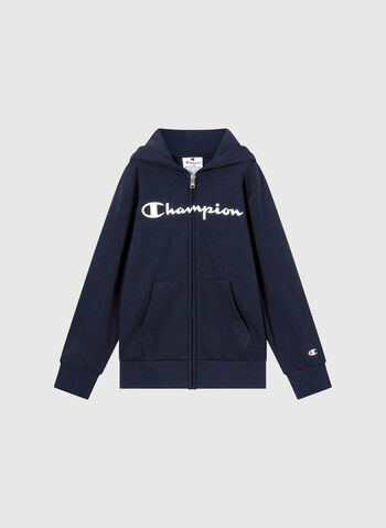 FELPA CON ZIP INTERA CON LOGO SCRIPT RAGAZZO, BS501 NVY, small