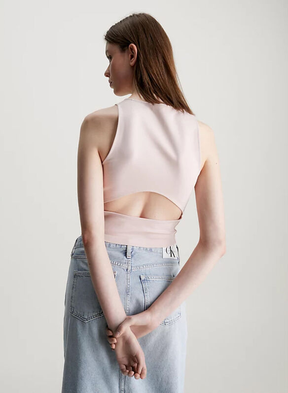 TOP CROP CON CUT-OUT IN JERSEY MILANO, TF6 PINK, medium