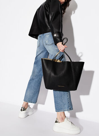 BORSA SHOPPER REVERSIBILE, 77520BLKGOLD, small