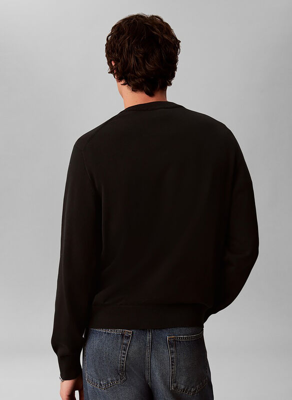 MAGLIONE COTONE MONO LOGO, UB1 BLK, medium