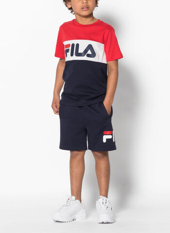 T-SHIRT TRICOLORE LOGO RAGAZZO, G06REDWHTNVY, small