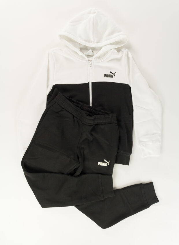 TUTA FULL ZIP BICOLOR RAGAZZO, 01 WHTBLK, large