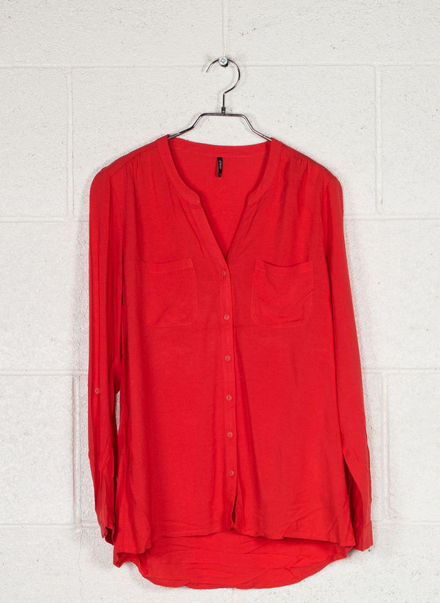 CAMICIA LOOSE LONG SLEEVED, SCARLET RED, large