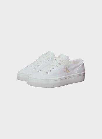 SCARPA IN TELA CON PLATEAU E LOGO, 01W WHT, small