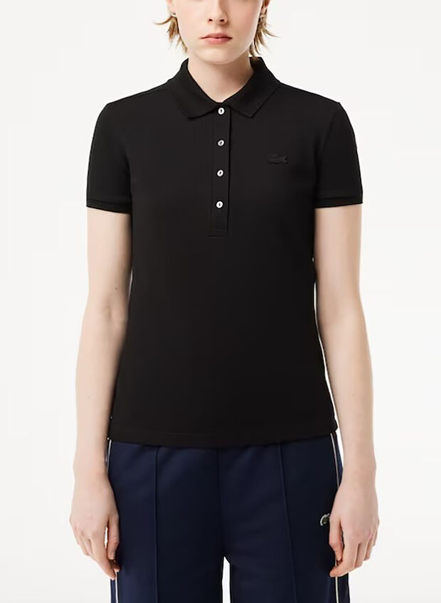 POLO TAGLIO SLIM IN PETIT PIQUE, 031 BLK, large