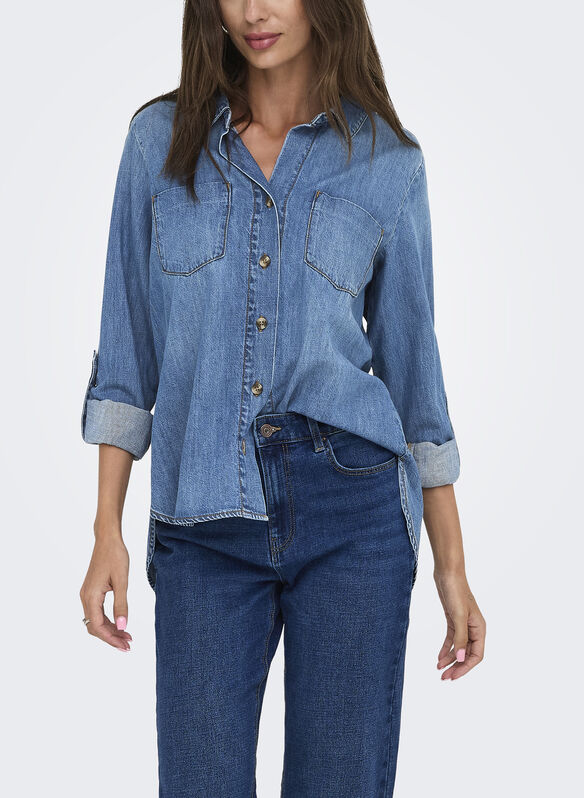 CAMICIA ONLYASMIN IN JEANS, MEDIUM BLUE DENIM, medium