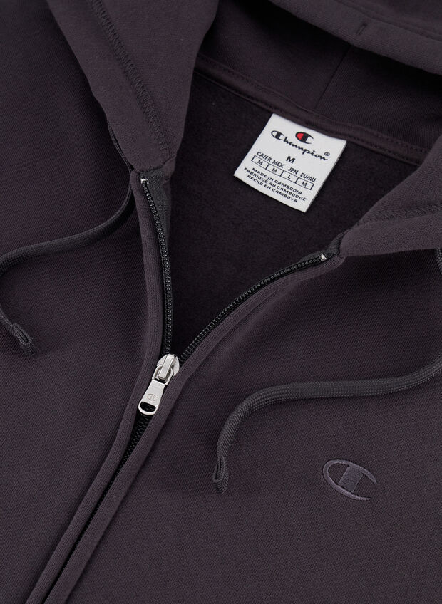 FELPA FULL ZIP CON RICAMO LOGO, ANTRACITE, large