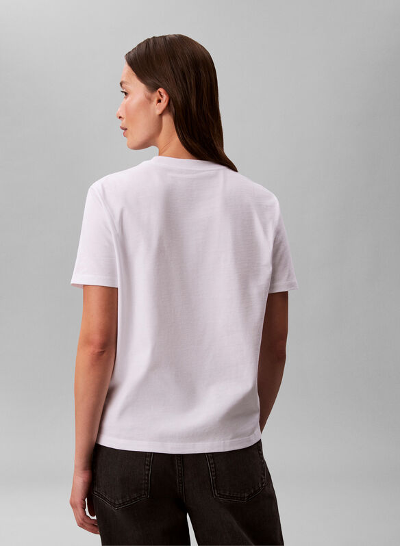 T-SHIRT CLASSICA CON MONOGRAMMA E PAILLETTES, YAA WHT, medium